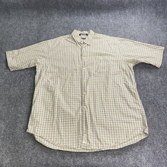 Nautica Shirt Mens Large Beige Gray Check Short Sleeve Button Up Preppy‎ Golf - Picture 1 of 10